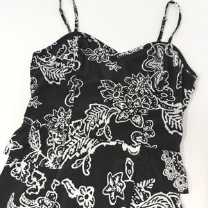 American Eagle Black White Floral Peplum Mini Dress Sweetheart Womens Size 2